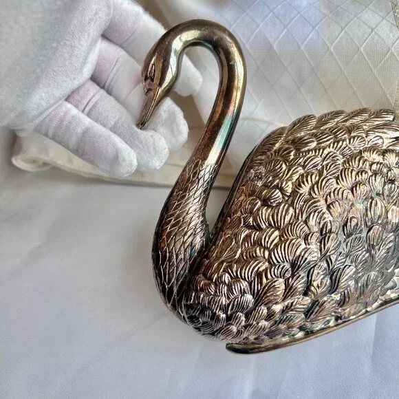 Godinger Silver Plate Swan, Collectible Napkin Holder VTG Godinger Made in Italy - Picture 3 of 17